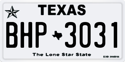 TX license plate BHP3031