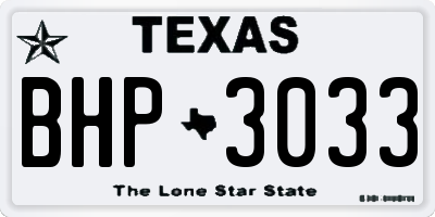 TX license plate BHP3033