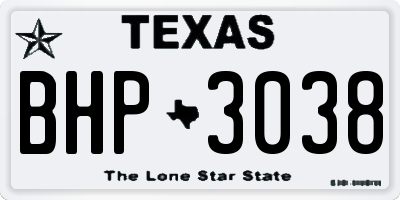 TX license plate BHP3038