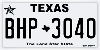 TX license plate BHP3040