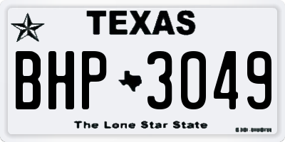 TX license plate BHP3049