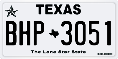 TX license plate BHP3051