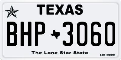 TX license plate BHP3060