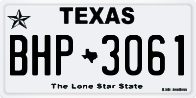 TX license plate BHP3061