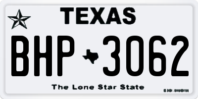 TX license plate BHP3062