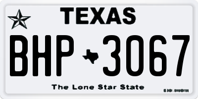 TX license plate BHP3067