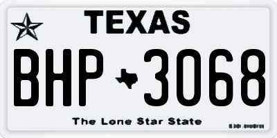 TX license plate BHP3068