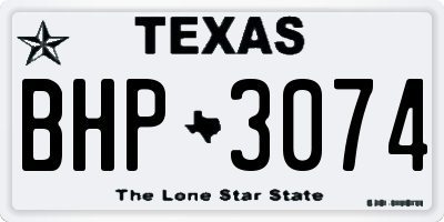 TX license plate BHP3074