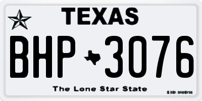 TX license plate BHP3076