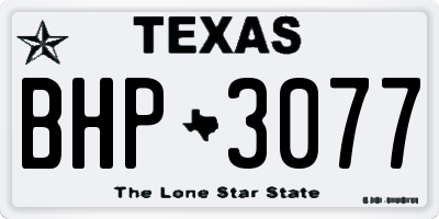 TX license plate BHP3077
