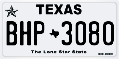 TX license plate BHP3080