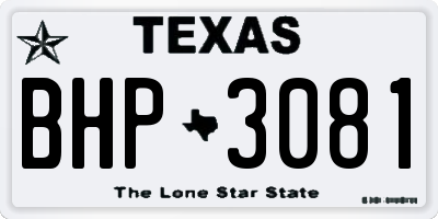 TX license plate BHP3081