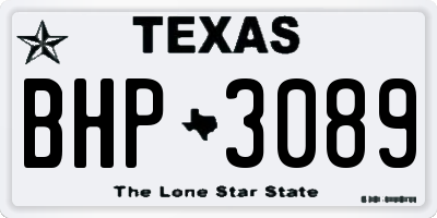 TX license plate BHP3089