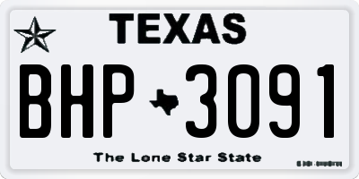 TX license plate BHP3091