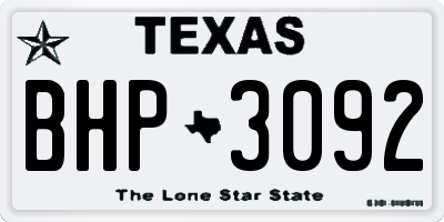 TX license plate BHP3092
