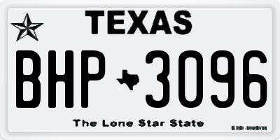 TX license plate BHP3096