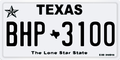TX license plate BHP3100