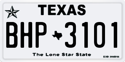 TX license plate BHP3101
