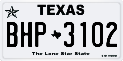 TX license plate BHP3102