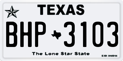 TX license plate BHP3103