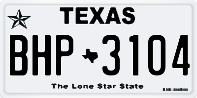 TX license plate BHP3104