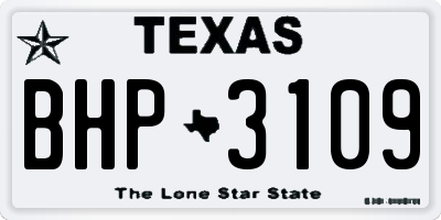 TX license plate BHP3109