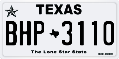 TX license plate BHP3110