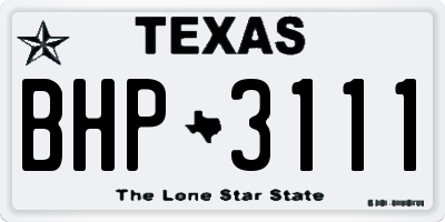 TX license plate BHP3111