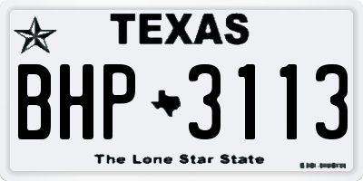 TX license plate BHP3113