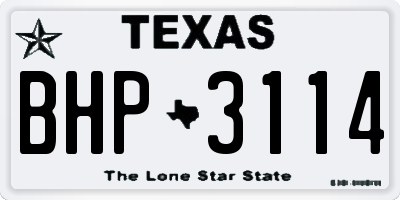 TX license plate BHP3114