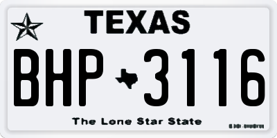 TX license plate BHP3116