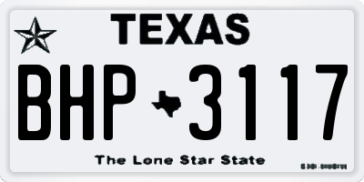 TX license plate BHP3117