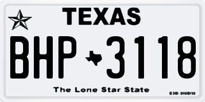 TX license plate BHP3118