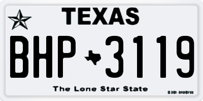 TX license plate BHP3119
