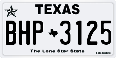 TX license plate BHP3125