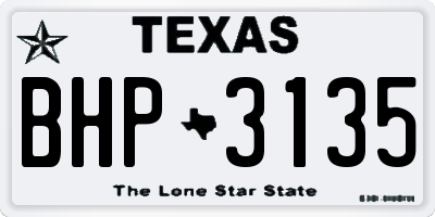 TX license plate BHP3135