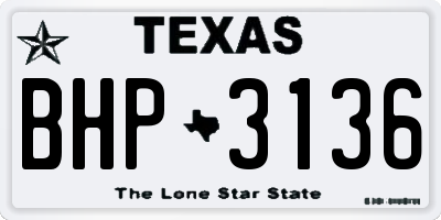 TX license plate BHP3136