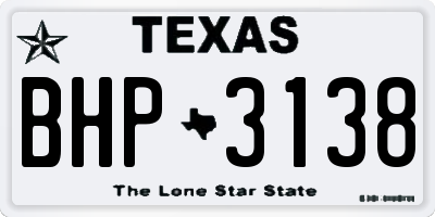 TX license plate BHP3138