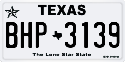 TX license plate BHP3139