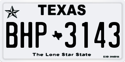 TX license plate BHP3143