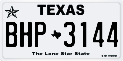 TX license plate BHP3144