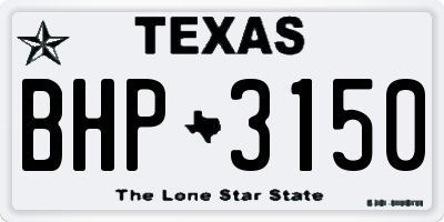TX license plate BHP3150