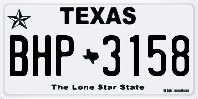 TX license plate BHP3158