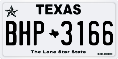 TX license plate BHP3166