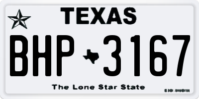 TX license plate BHP3167