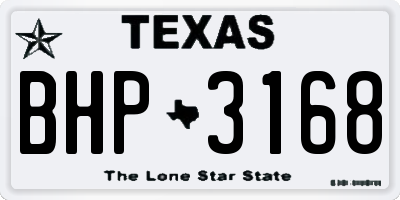 TX license plate BHP3168