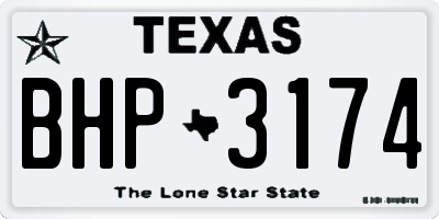 TX license plate BHP3174