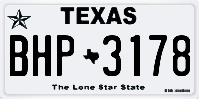 TX license plate BHP3178