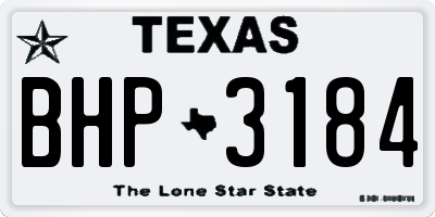 TX license plate BHP3184