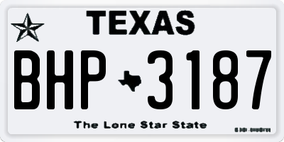 TX license plate BHP3187